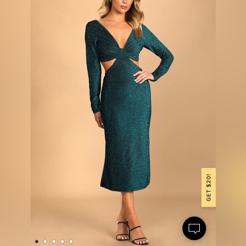 Lulu’s Blue-green Sparkle Midi Dress